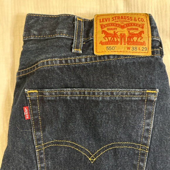 Levi's Men's Relaxed Fit Jeans in Dark Indigo with Yellow Stitching